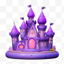 万圣节图片_万圣节紫色城堡免抠元素3d