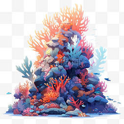 珊瑚手绘植物元素立体免扣图案
