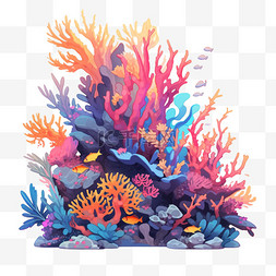珊瑚真实手绘元素立体免扣图案