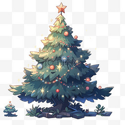 圣诞树图案装饰图片_冬天写实圣诞树元素立体免扣图案
