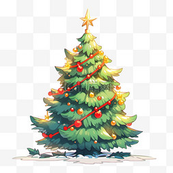 冬天艺术圣诞树元素立体免扣图案