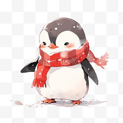 表情呆图片_冬天手绘企鹅卡通元素