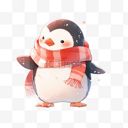 冬天企鹅手绘卡通元素
