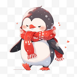表情呆图片_手绘元素冬天企鹅卡通