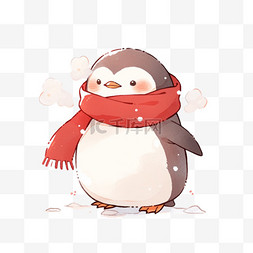 雪地里的企鹅图片_冬天卡通手绘企鹅元素
