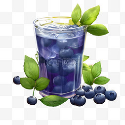 蓝莓薄荷气泡水元素立体免扣图案