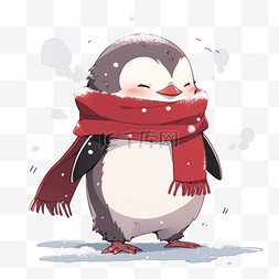 冬天企鹅手绘元素卡通