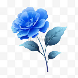 蓝色矢量花朵元素立体免扣图案
