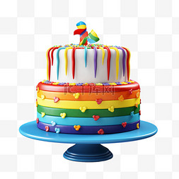 特色蛋糕图片_彩虹特色蛋糕元素立体免扣图案