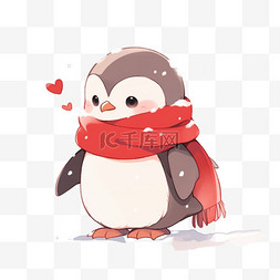 围巾企鹅图片_卡通冬天元素企鹅手绘