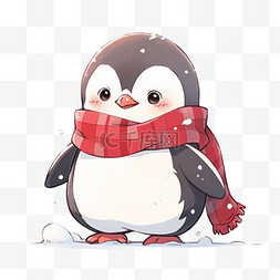 雪地里的企鹅图片_冬天企鹅卡通元素手绘