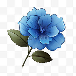 蓝色线条花朵元素立体免扣图案