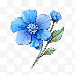 蓝色立体花朵图片_蓝色鲜艳花朵元素立体免扣图案