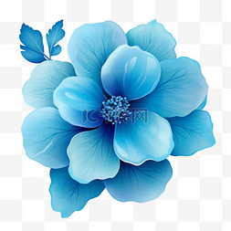 蓝色简约花朵元素立体免扣图案