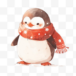 雪地里的企鹅图片_冬天企鹅手绘元素