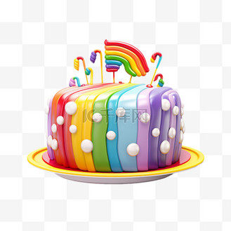 彩虹矢量蛋糕元素立体免扣图案