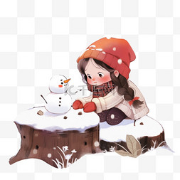 冬天的卡通植物图片_冬天雪地树木孩子手绘元素卡通