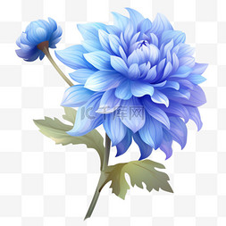 蓝色立体花朵图片_蓝色植物花朵元素立体免扣图案