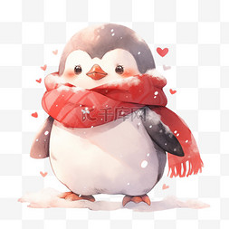 围巾企鹅图片_企鹅卡通手绘元素冬天