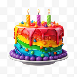 彩虹蛋糕真实元素立体免扣图案