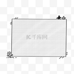 ins涂鸦图片_黑白甜酷ins风边框格纹花朵文本框