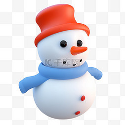 雪人的红色帽子图片_免抠冬天元素雪人3d卡通