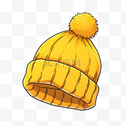 冬天黄色的针织帽手绘卡通元素