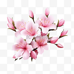 粉色真实花朵元素立体免扣图案