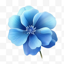 蓝色手绘花朵元素立体免扣图案