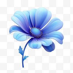 蓝色质感花朵元素立体免扣图案