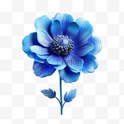 蓝色立体花朵图片_蓝色图形花朵元素立体免扣图案