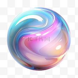 泡泡质感七彩元素立体免扣图案