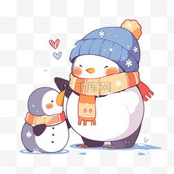 卡通冬天可爱的企鹅手绘元素
