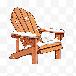 卡通木质椅子图片_冬天卡通木质的椅子覆盖雪手绘元
