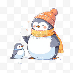 搭配黄色背景图片_冬天卡通可爱的企鹅手绘元素