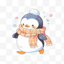 小企鹅卡通图片_冬天手绘可爱的企鹅元素