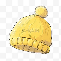 冬天手绘元素黄色的针织帽卡通