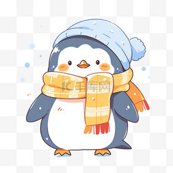 可爱的企鹅卡通冬天手绘元素
