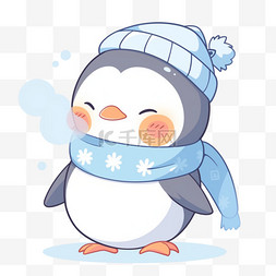 卡通帽子冬天图片_卡通手绘冬天可爱的企鹅元素