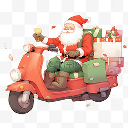 圣诞节圣诞老人骑车礼物卡通元素