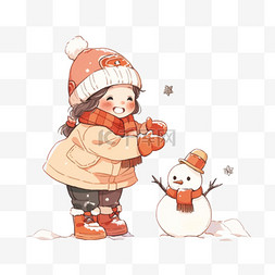 冬天可爱雪人图片_可爱女孩雪人冬天卡通手绘元素