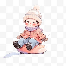 冬天的滑雪图片_冬天卡通可爱的孩子橡皮圈滑雪手