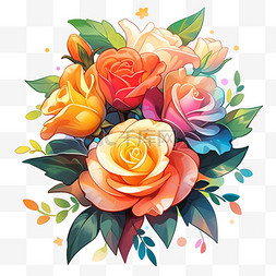 花朵玫瑰手绘元素立体免扣图案