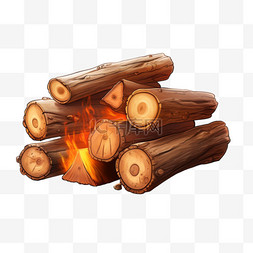 木材柴火树干元素立体免扣图案