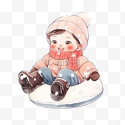 卡通冬天可爱的孩子橡皮圈滑雪手