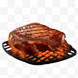 烧烤烤制肉块元素立体免扣图案
