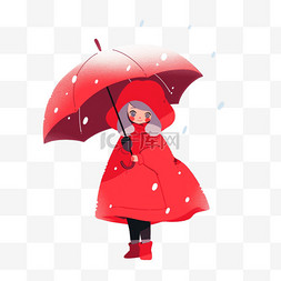 拿着雨伞图片_女孩拿着雨伞冬天卡通手绘元素