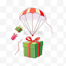 降落伞礼物图片_圣诞节降落伞礼盒手绘卡通元素