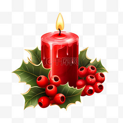 圣诞点燃蜡烛元素立体免扣图案