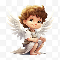 天使男孩卡通元素立体免扣图案